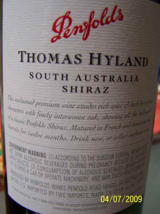 Penfold Thomas Hyland Shiraz