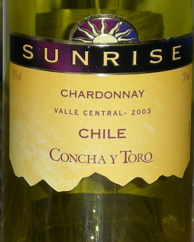 sunrise chardonnay 2003