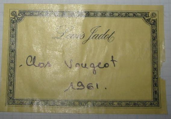 CLos vougeot Grand Cru 1961(Bourgogne)